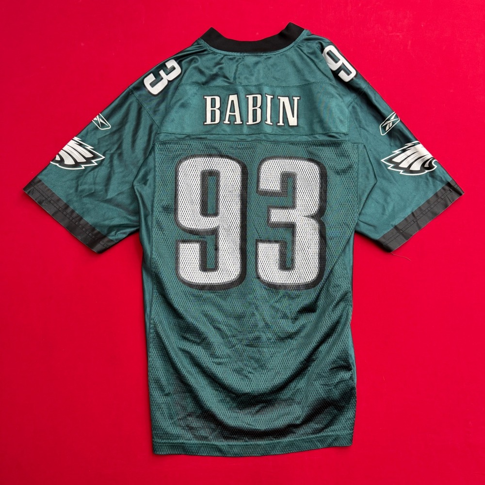 VTG Y2K Reebok Philadelphia Eagles Jason Babin Jersey Mens M‎ Green NFL Football